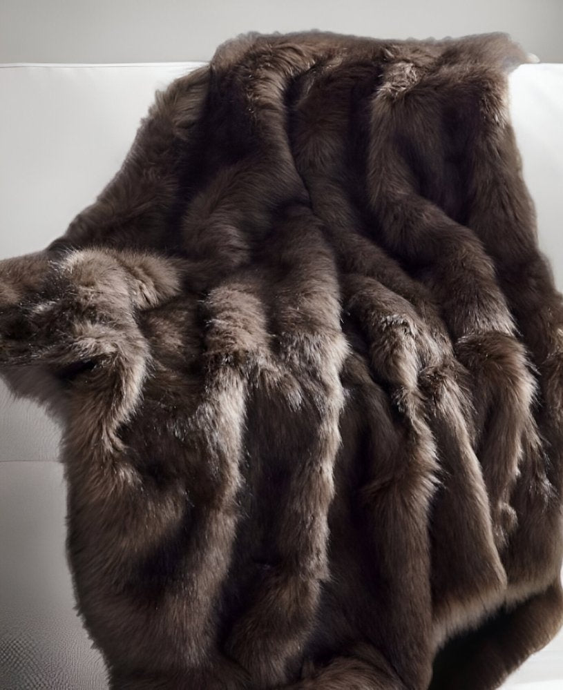 60" X 50" Brown Knitted Acrylic Animal Print Throw Blanket HomeRoots