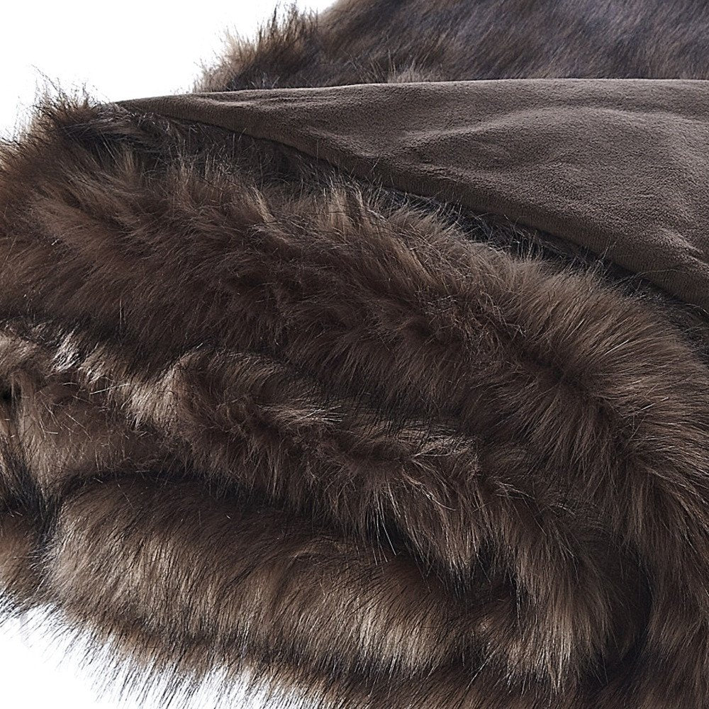 60" X 50" Brown Knitted Acrylic Animal Print Throw Blanket HomeRoots