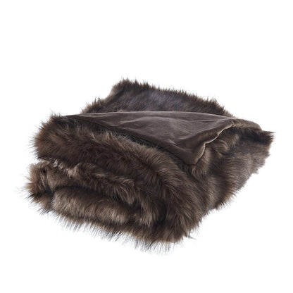 60" X 50" Brown Knitted Acrylic Animal Print Throw Blanket HomeRoots