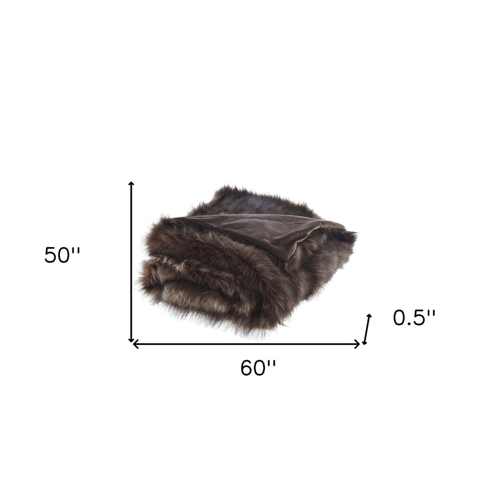 60" X 50" Brown Knitted Acrylic Animal Print Throw Blanket HomeRoots