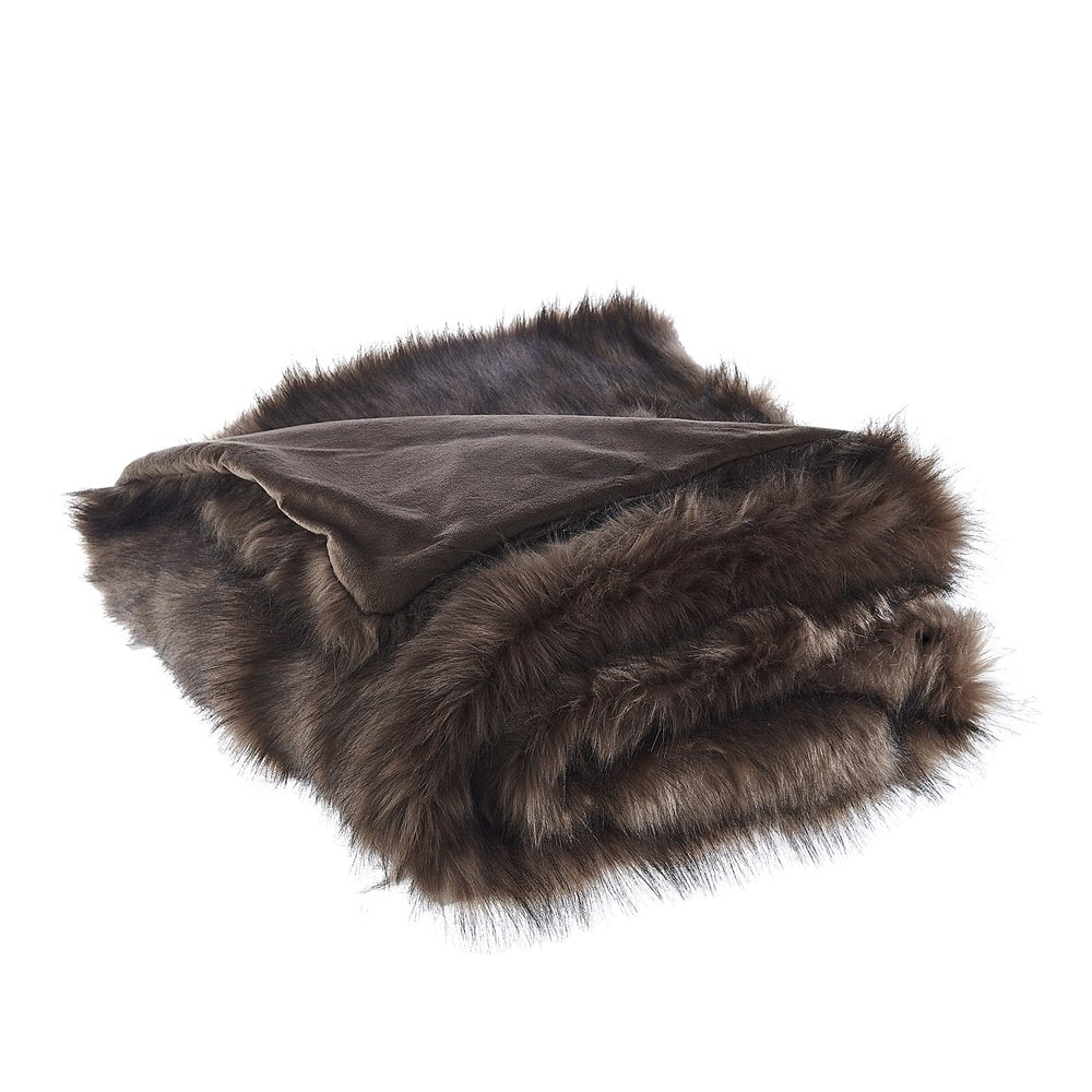 60" X 50" Brown Knitted Acrylic Animal Print Throw Blanket HomeRoots