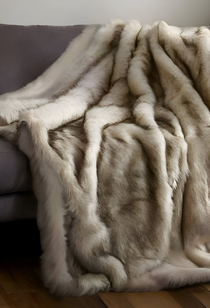 60" X 50" Brown Knitted Acrylic Animal Print Throw Blanket HomeRoots