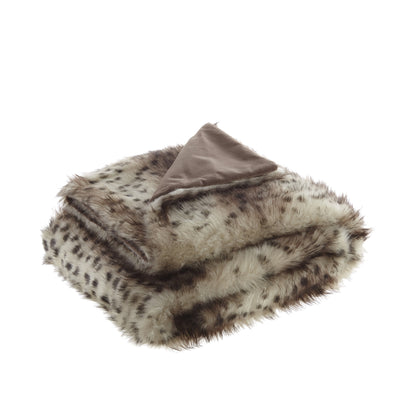 60" X 50" Brown Knitted Acrylic Animal Print Throw Blanket