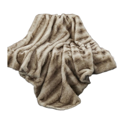 60" X 50" Brown Knitted Acrylic Animal Print Throw Blanket