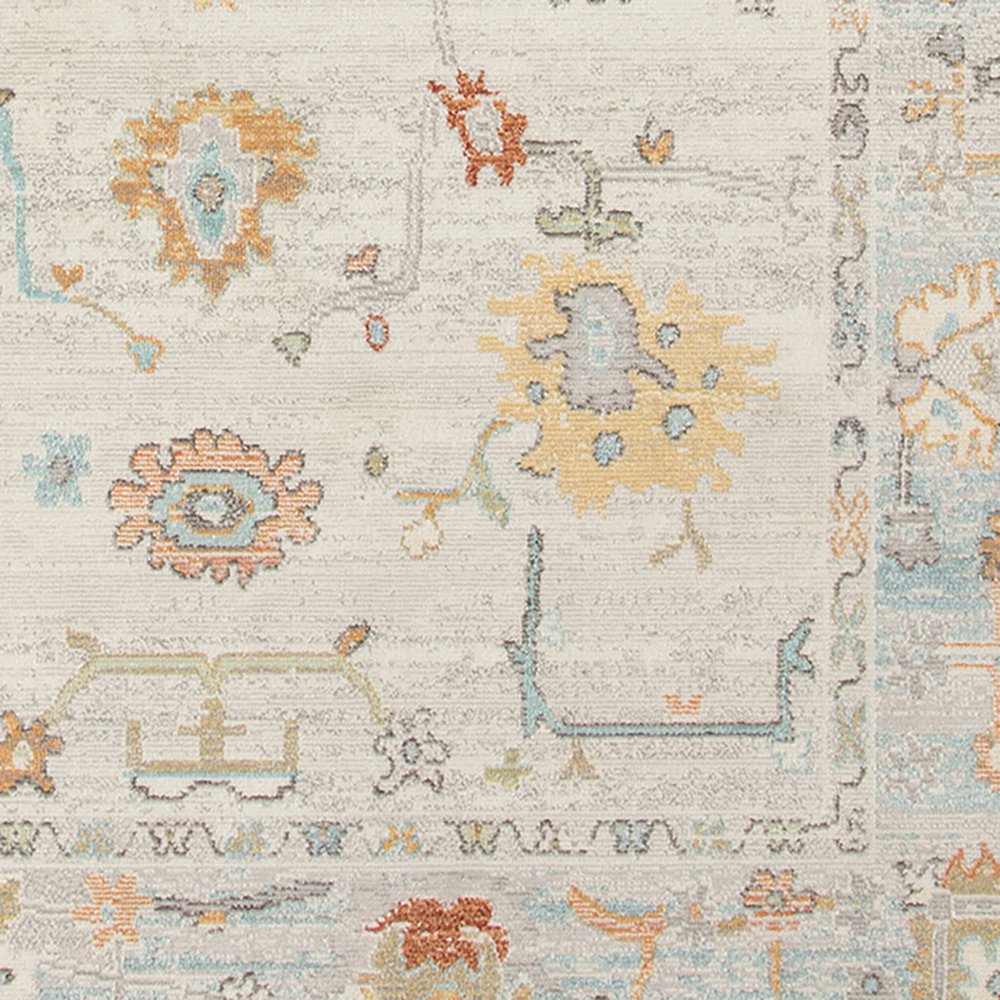 2' X 3' Blue and Orange Floral Stain Resistant Indoor Outdoor Area Rug — view 2
