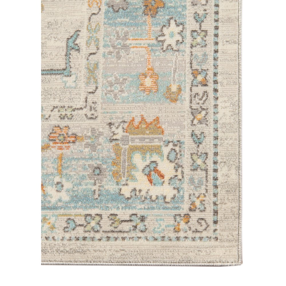 2' X 3' Blue and Orange Floral Stain Resistant Indoor Outdoor Area Rug — view 4