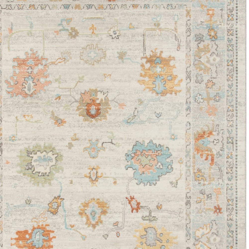 2' X 3' Blue and Orange Floral Stain Resistant Indoor Outdoor Area Rug HomeRoots