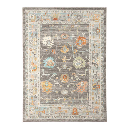 2' X 3' Gray and Orange Floral Stain Resistant Indoor Outdoor Area Rug HomeRoots