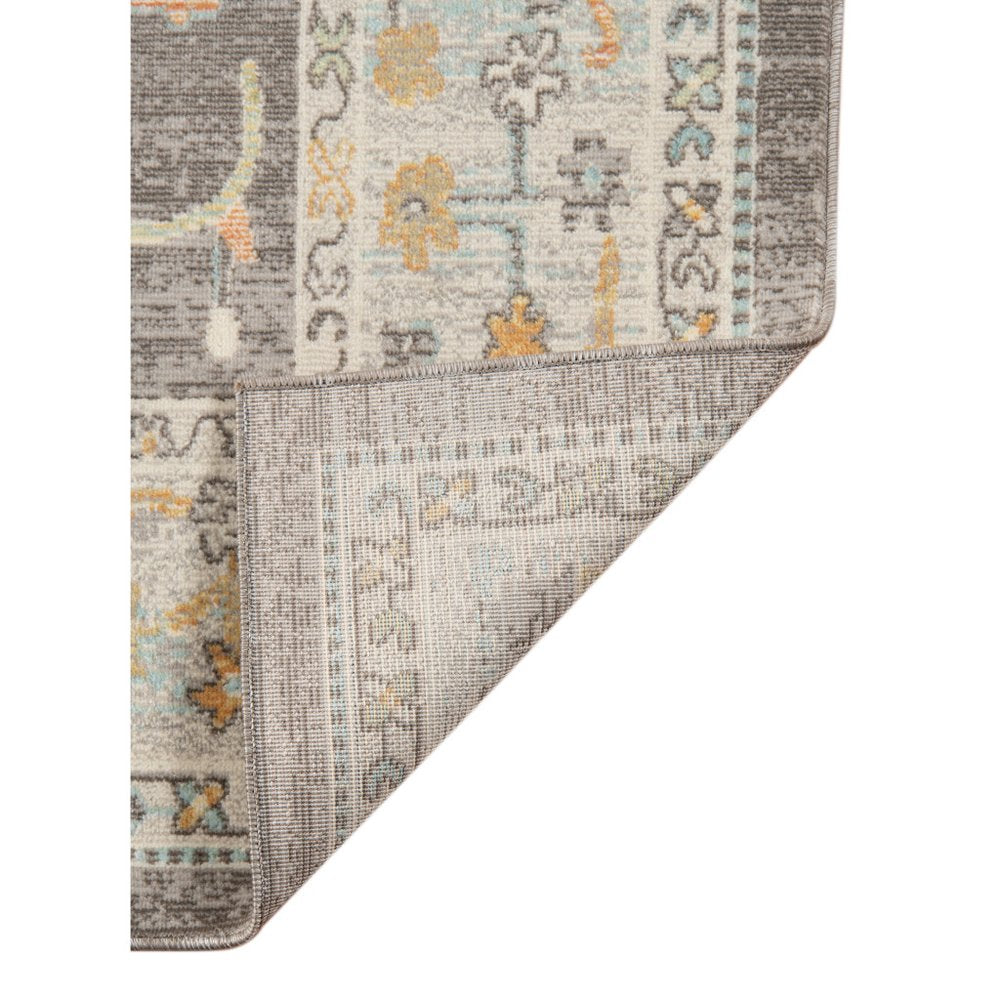 2' X 3' Gray and Orange Floral Stain Resistant Indoor Outdoor Area Rug — view 6