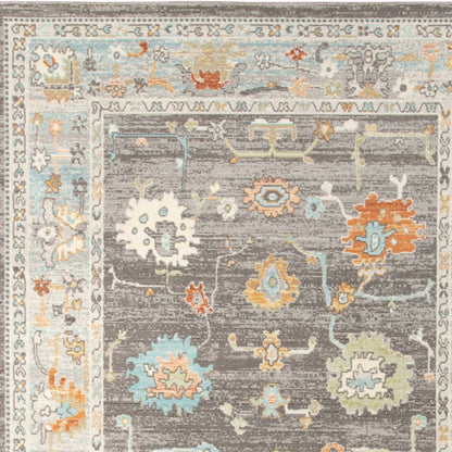 2' X 3' Gray and Orange Floral Stain Resistant Indoor Outdoor Area Rug HomeRoots