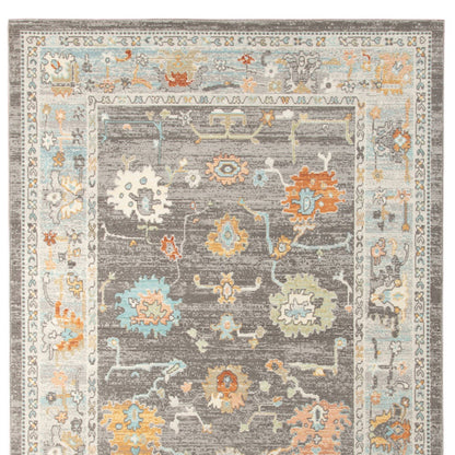 5' x 7' Blue and Orange Floral Stain Resistant Indoor Outdoor Area Rug - FurniFindUSA