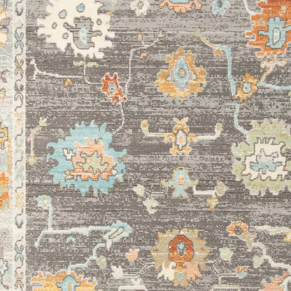 2' X 3' Gray and Orange Floral Stain Resistant Indoor Outdoor Area Rug HomeRoots