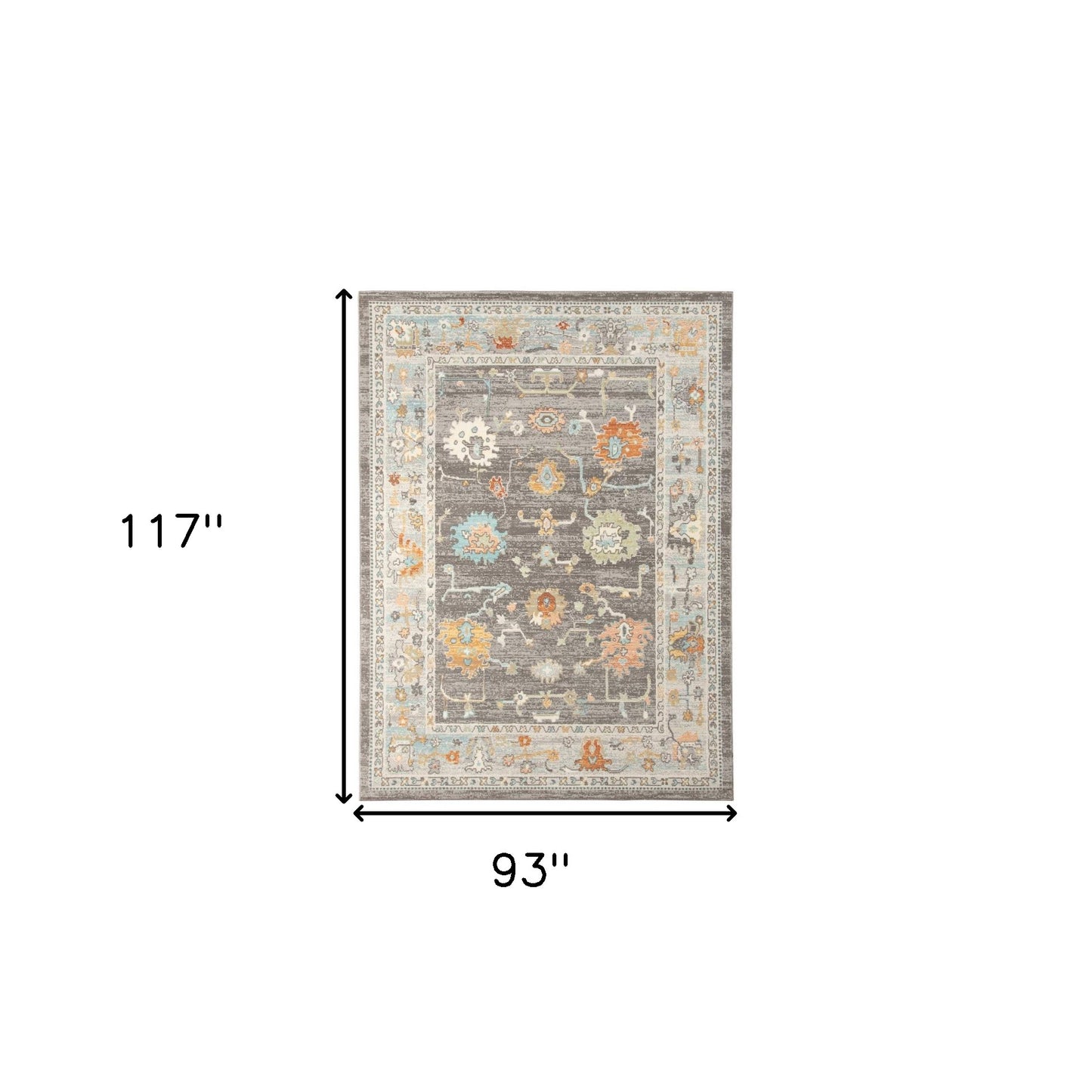 5' x 7' Blue and Orange Floral Stain Resistant Indoor Outdoor Area Rug