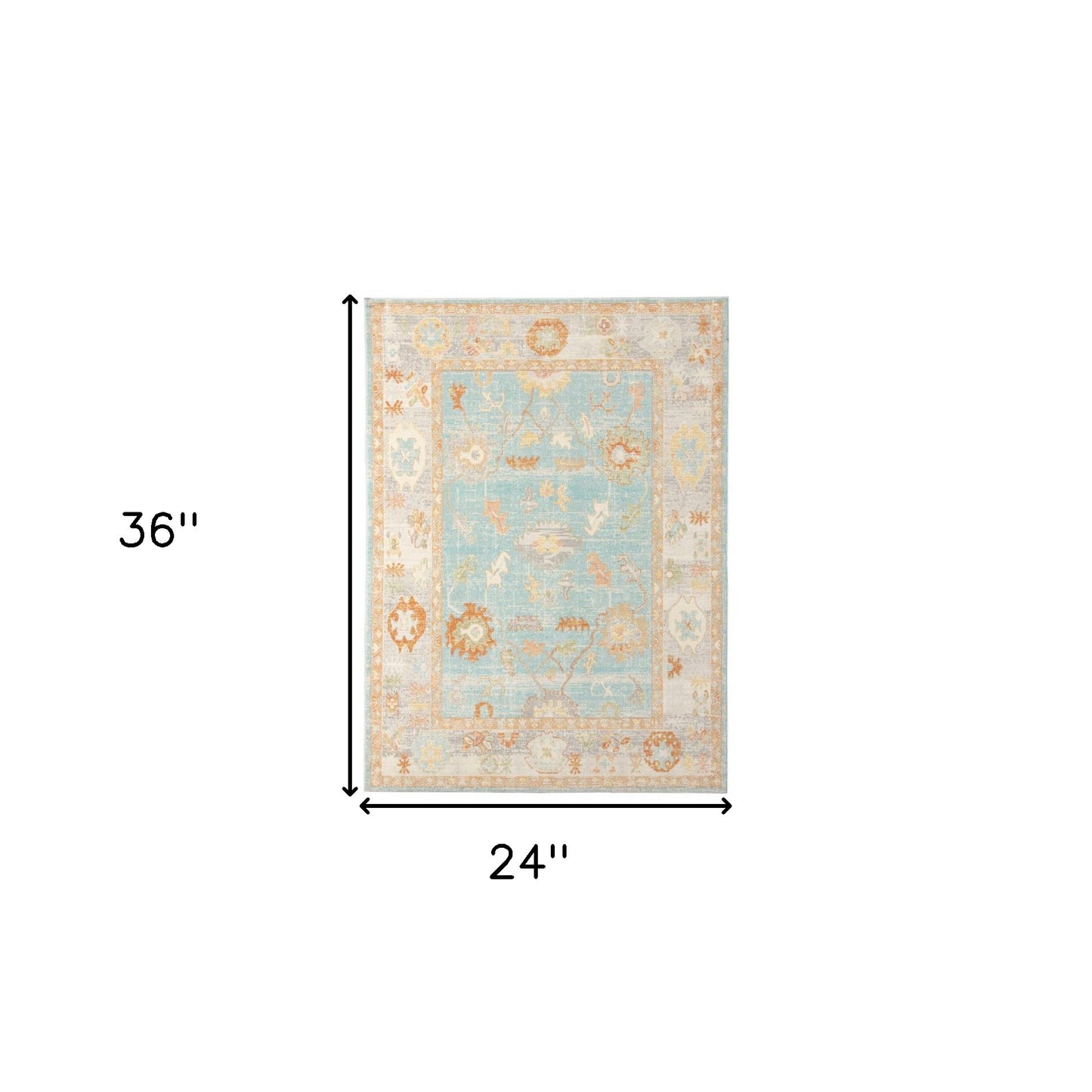 2' x 3' Blue and Orange Floral Stain Resistant Indoor Outdoor Area Rug - FurniFindUSA