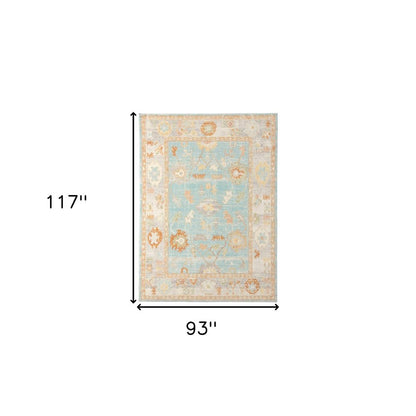 5' X 7' Blue and Orange Floral Stain Resistant Indoor Outdoor Area Rug HomeRoots