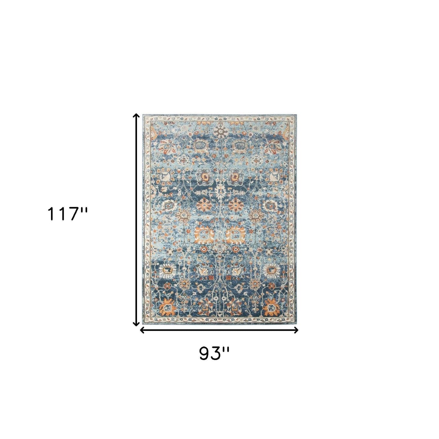 5' x 7' Blue and Orange Floral Stain Resistant Indoor Outdoor Area Rug - FurniFindUSA