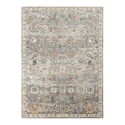 5' x 7' Blue and Orange Floral Stain Resistant Indoor Outdoor Area Rug - FurniFindUSA