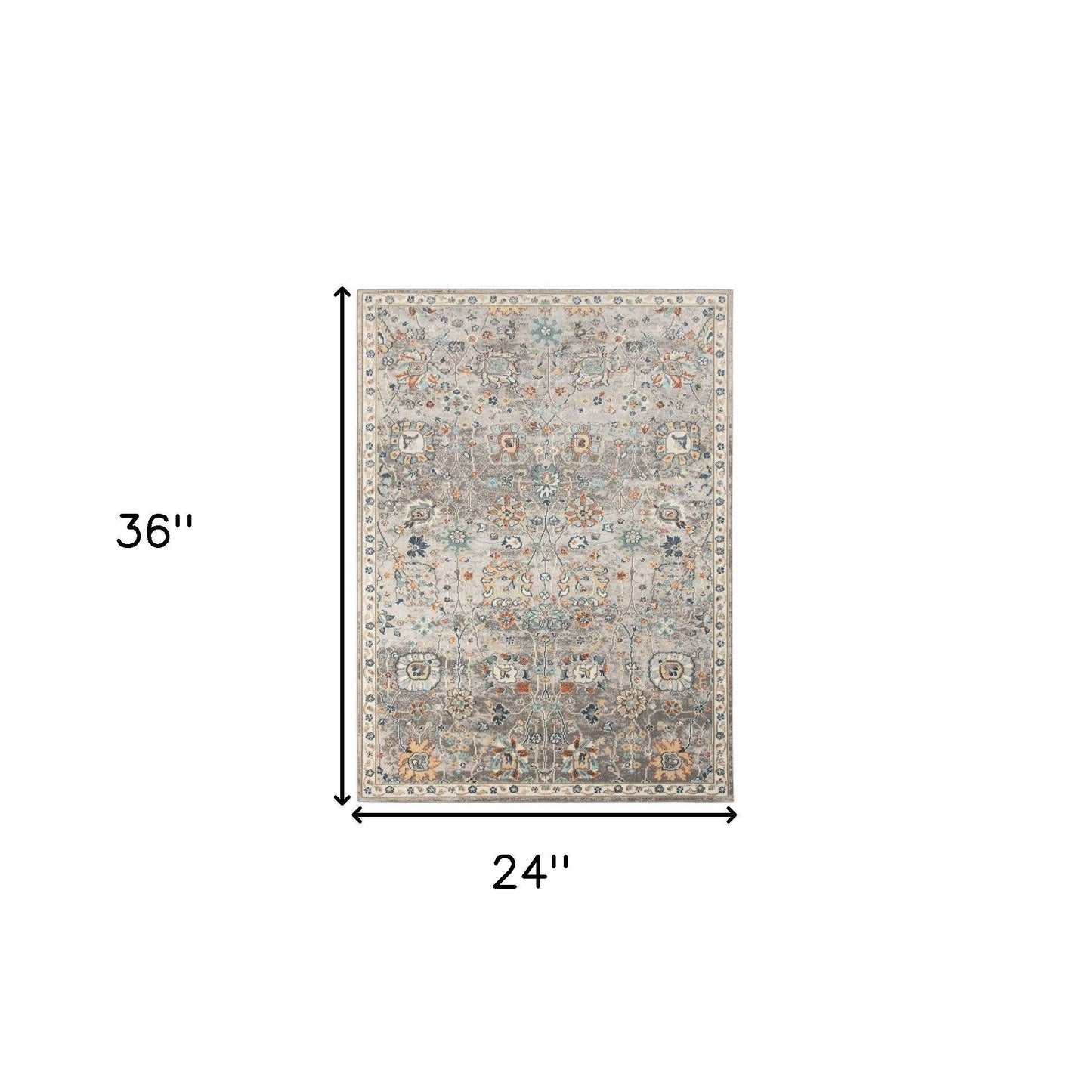 5' x 7' Blue and Orange Floral Stain Resistant Indoor Outdoor Area Rug - FurniFindUSA