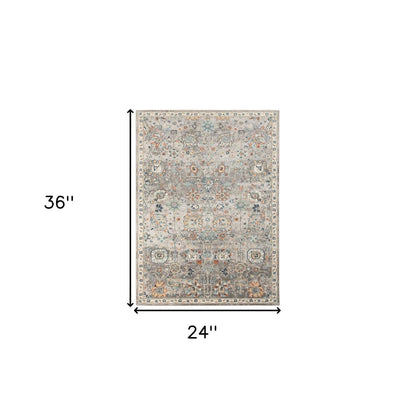 5' x 7' Blue and Orange Floral Stain Resistant Indoor Outdoor Area Rug - FurniFindUSA