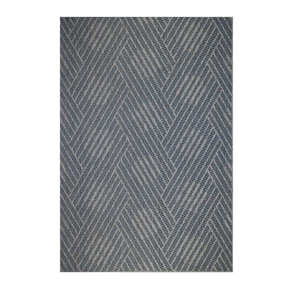 2' X 3' Gray and Blue Geometric Stain Resistant Indoor Outdoor Area Rug HomeRoots