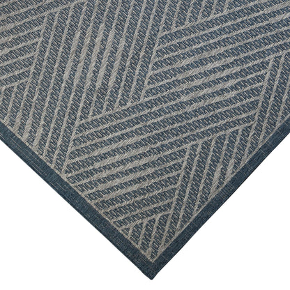 2' x 3' Gray and Blue Geometric Stain Resistant Indoor Outdoor Area Rug - FurniFindUSA