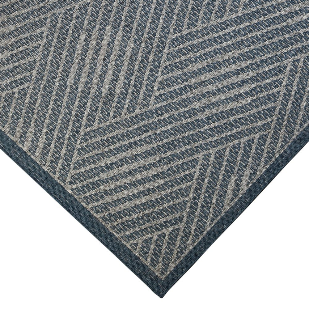 2' X 3' Gray and Blue Geometric Stain Resistant Indoor Outdoor Area Rug HomeRoots