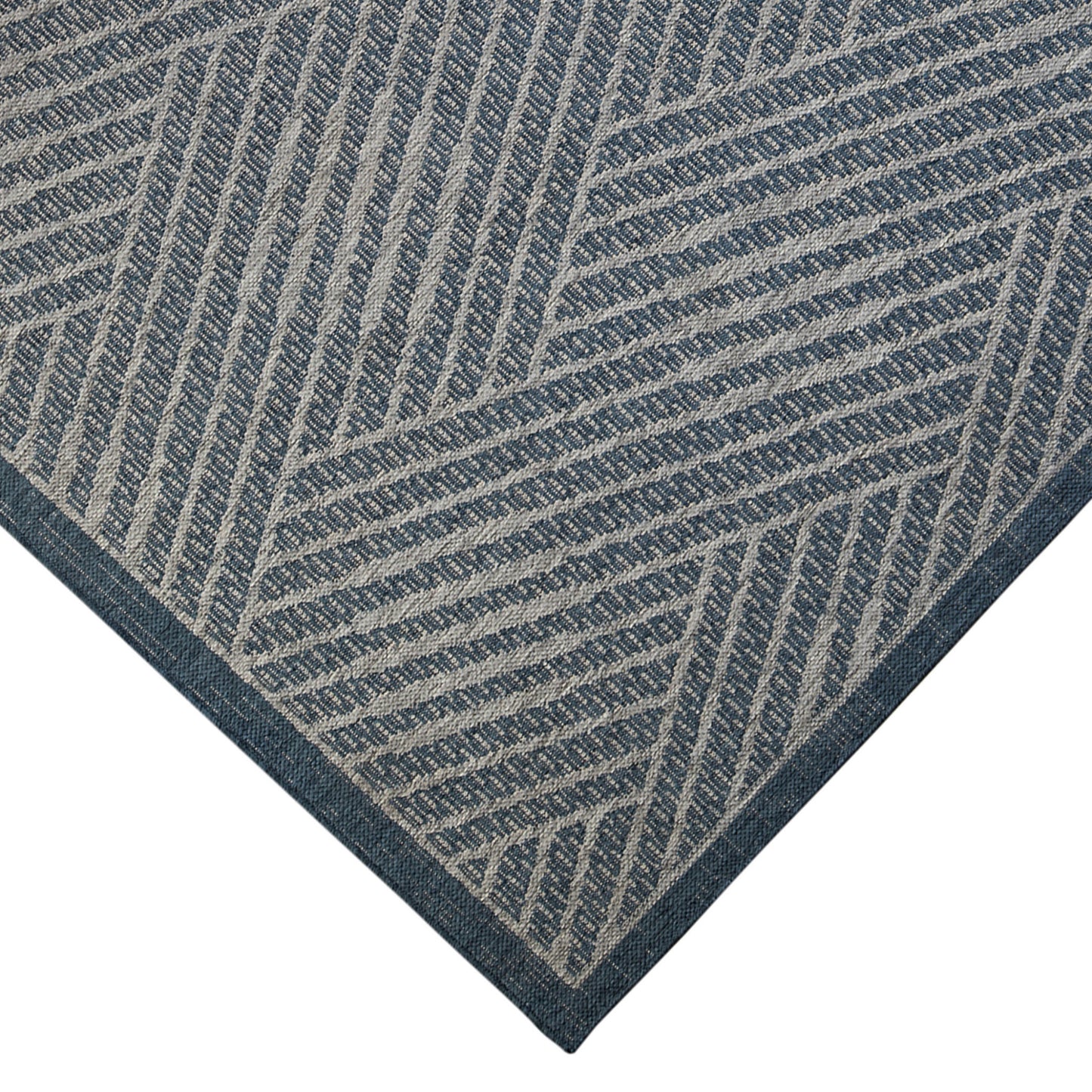 2' x 3' Gray and Blue Geometric Stain Resistant Indoor Outdoor Area Rug