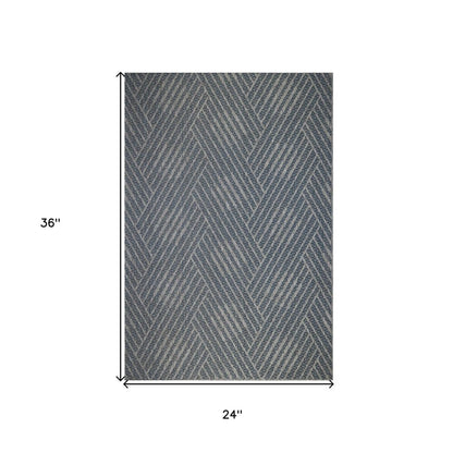 2' X 3' Gray and Blue Geometric Stain Resistant Indoor Outdoor Area Rug HomeRoots