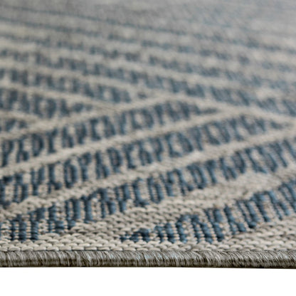 8' X 10' Gray and Blue Geometric Stain Resistant Indoor Outdoor Area Rug HomeRoots