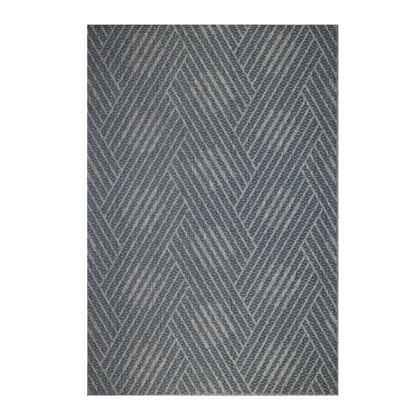 4' x 6' Gray and Blue Geometric Stain Resistant Indoor Outdoor Area Rug - FurniFindUSA