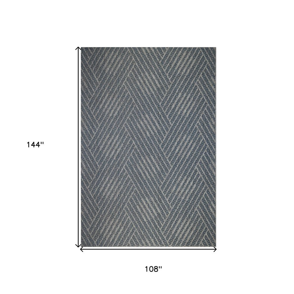 8' X 10' Gray and Blue Geometric Stain Resistant Indoor Outdoor Area Rug — view 14
