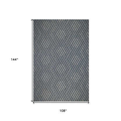 8' X 10' Gray and Blue Geometric Stain Resistant Indoor Outdoor Area Rug HomeRoots