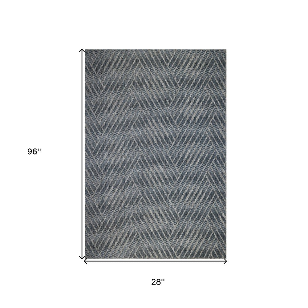 8' X 10' Gray and Blue Geometric Stain Resistant Indoor Outdoor Area Rug — view 21