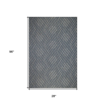 8' X 10' Gray and Blue Geometric Stain Resistant Indoor Outdoor Area Rug HomeRoots