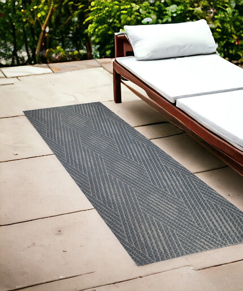 8' X 10' Gray and Blue Geometric Stain Resistant Indoor Outdoor Area Rug HomeRoots