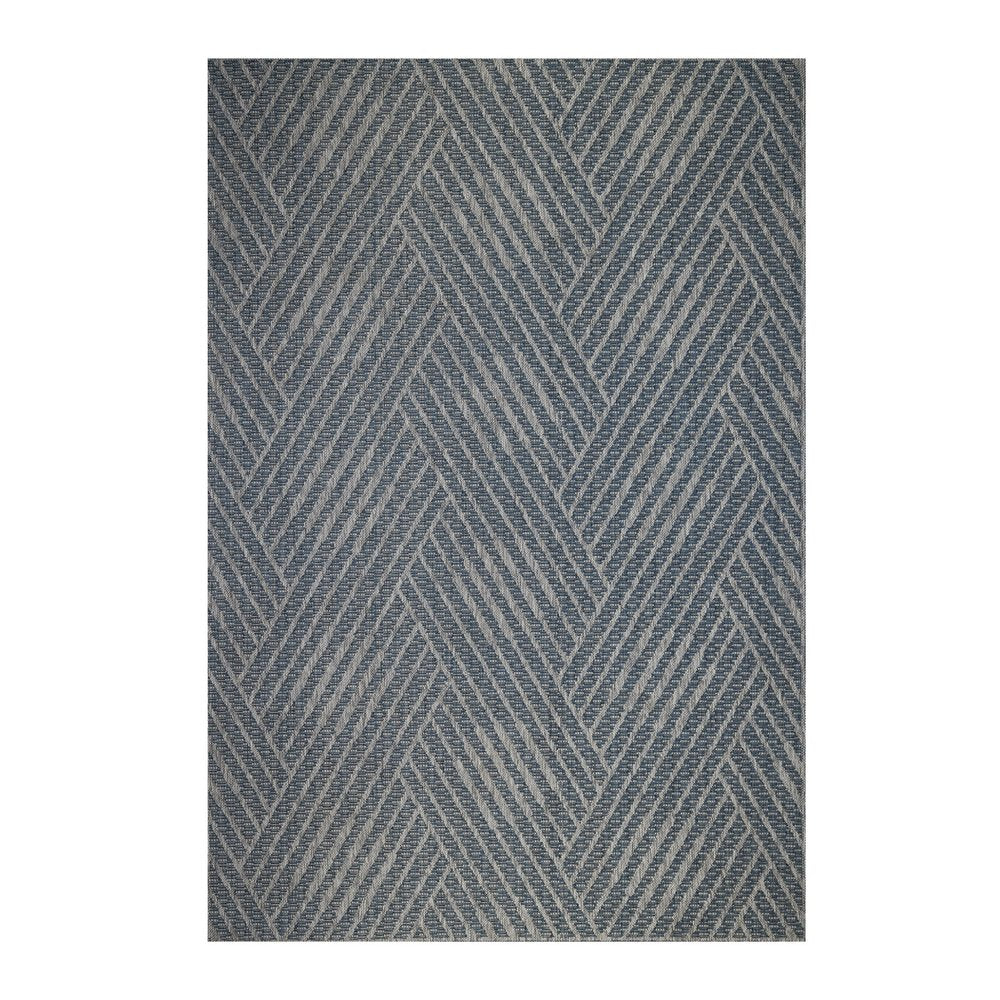 8' X 10' Gray and Blue Geometric Stain Resistant Indoor Outdoor Area Rug — view 26