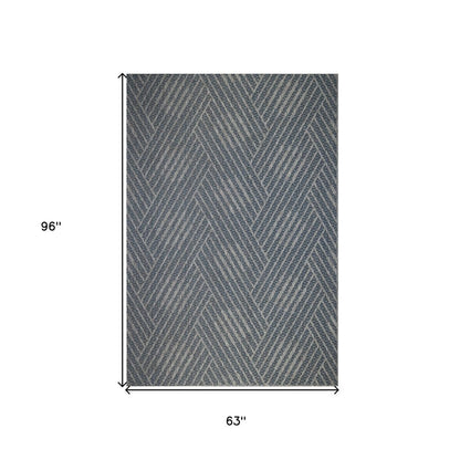 8' X 10' Gray and Blue Geometric Stain Resistant Indoor Outdoor Area Rug HomeRoots
