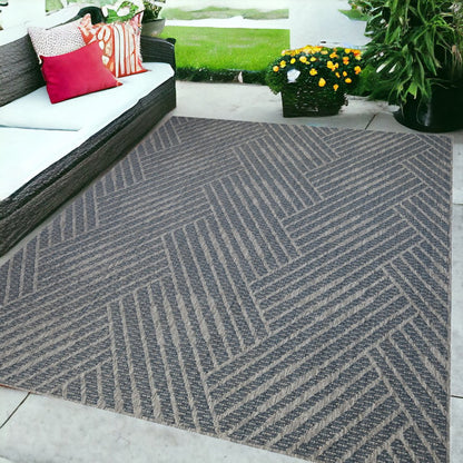 8' X 10' Gray and Blue Geometric Stain Resistant Indoor Outdoor Area Rug HomeRoots