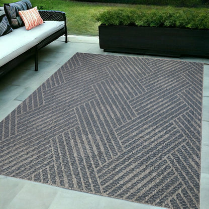 8' X 10' Gray and Blue Geometric Stain Resistant Indoor Outdoor Area Rug HomeRoots