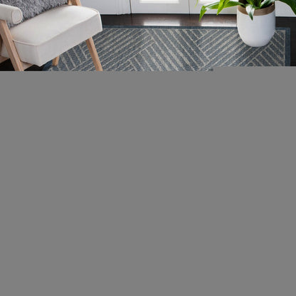 8' X 10' Gray and Blue Geometric Stain Resistant Indoor Outdoor Area Rug HomeRoots
