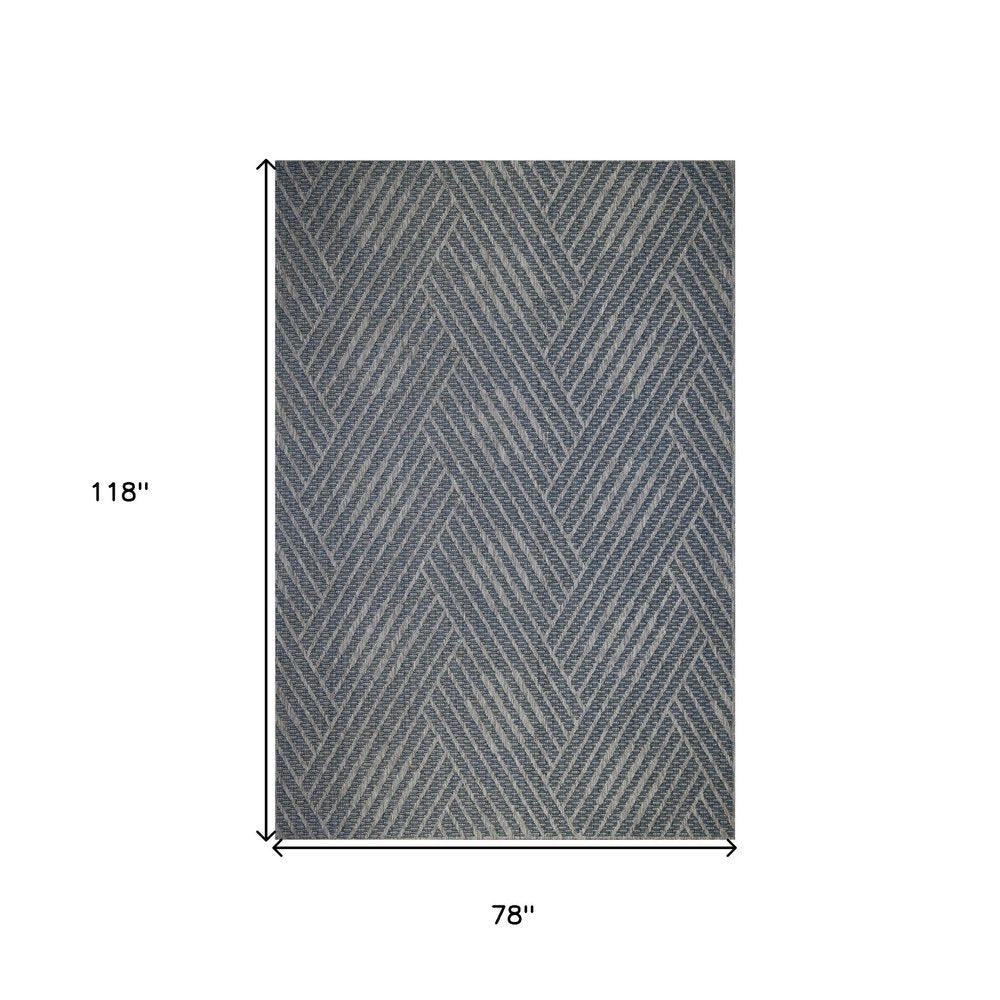 8' X 10' Gray and Blue Geometric Stain Resistant Indoor Outdoor Area Rug — view 55