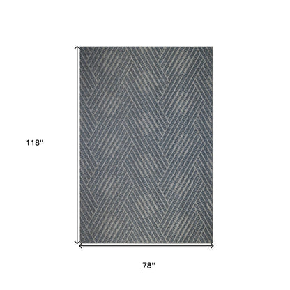 8' X 10' Gray and Blue Geometric Stain Resistant Indoor Outdoor Area Rug HomeRoots