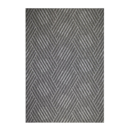 4' x 6' Gray and Blue Geometric Stain Resistant Indoor Outdoor Area Rug - FurniFindUSA