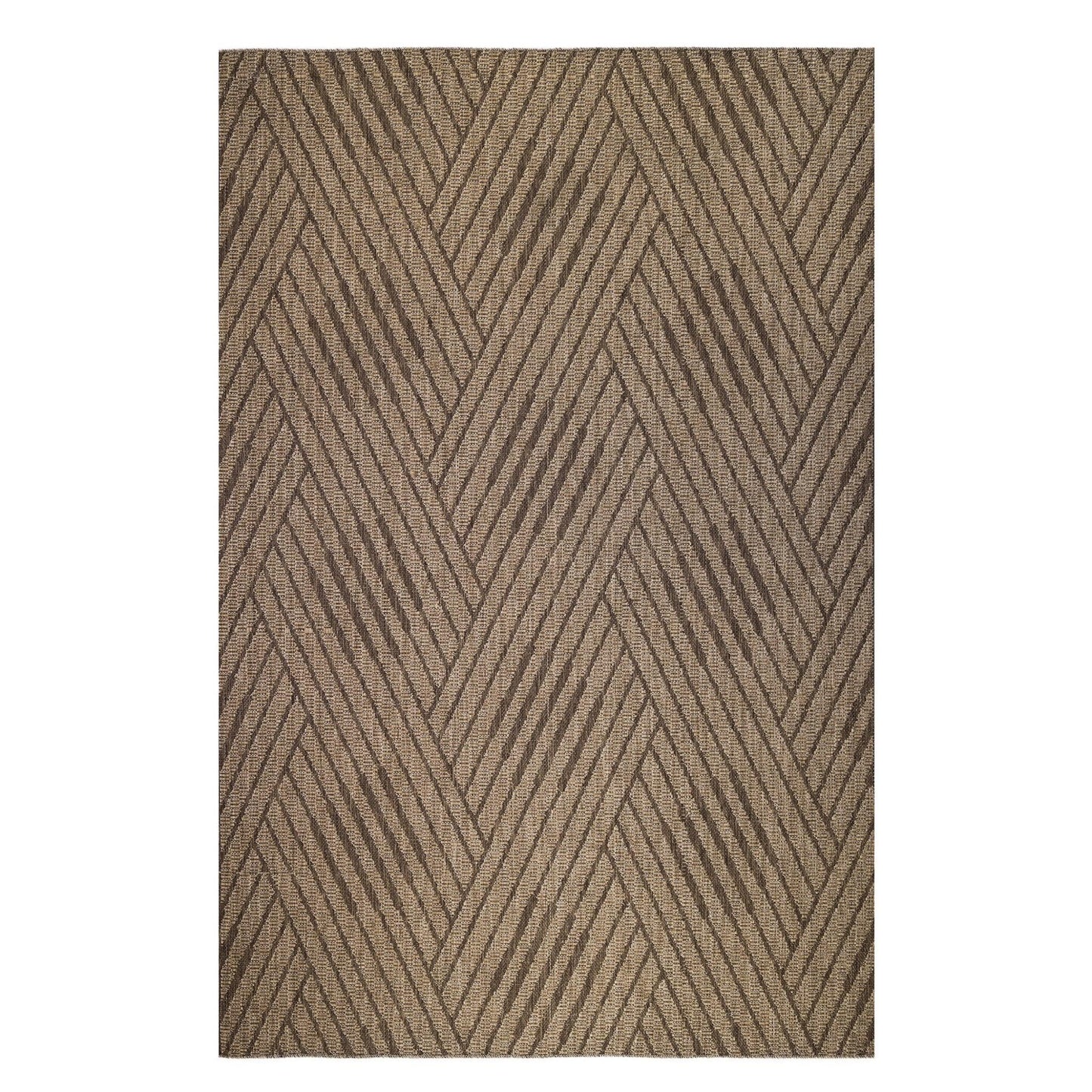 8' x 10' Beige Geometric Stain Resistant Indoor Outdoor Area Rug - FurniFindUSA