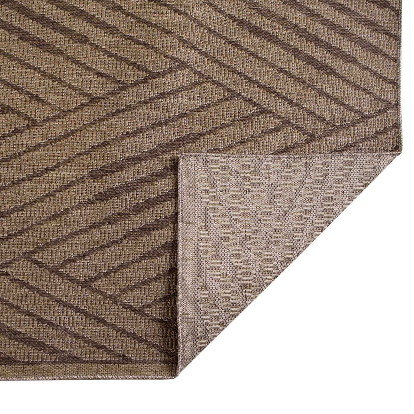 8' x 10' Beige Geometric Stain Resistant Indoor Outdoor Area Rug - FurniFindUSA