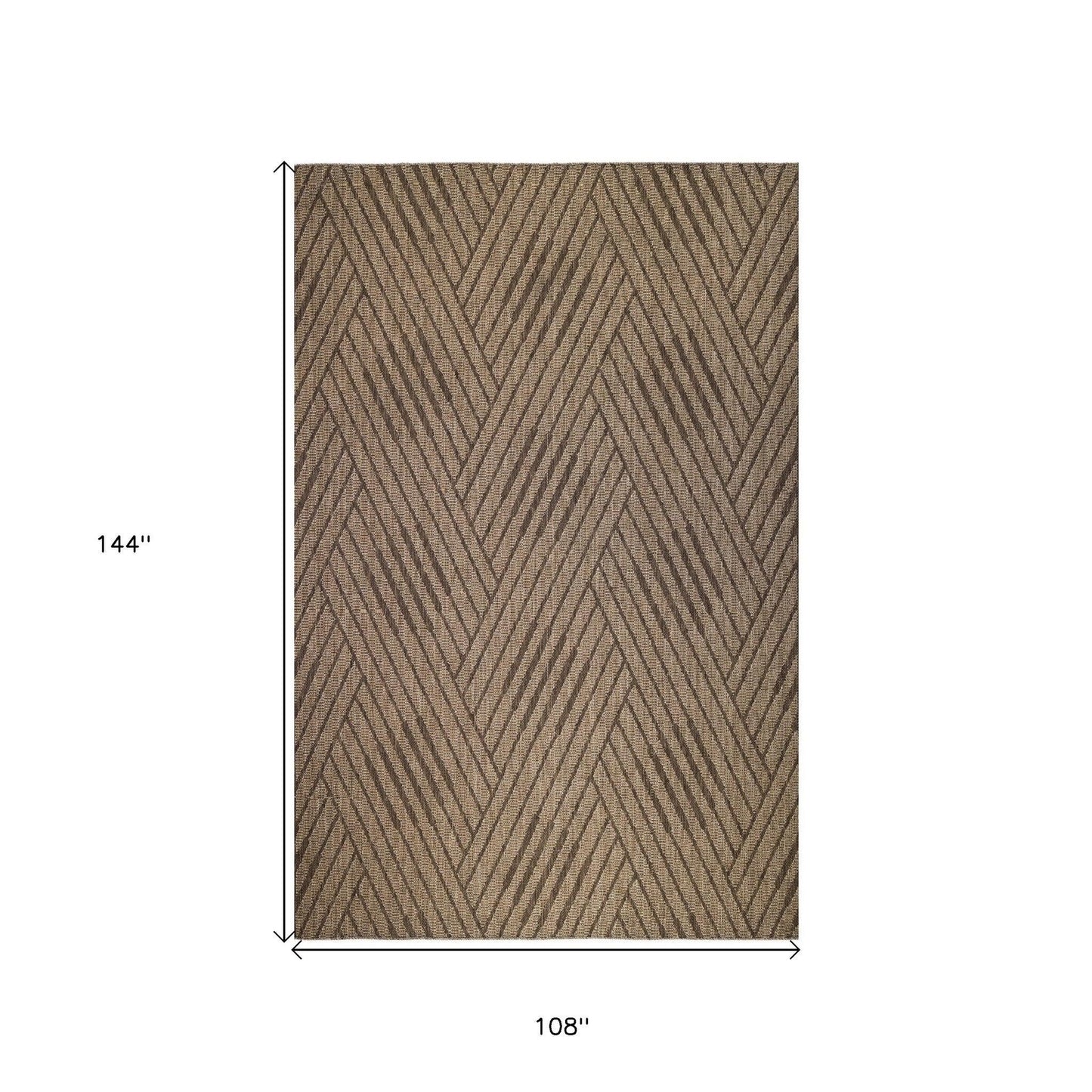 8' x 10' Beige Geometric Stain Resistant Indoor Outdoor Area Rug - FurniFindUSA