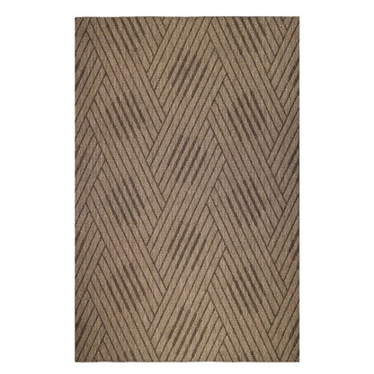 8' x 10' Beige Geometric Stain Resistant Indoor Outdoor Area Rug