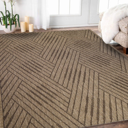 8' X 10' Gray and Blue Geometric Stain Resistant Indoor Outdoor Area Rug HomeRoots