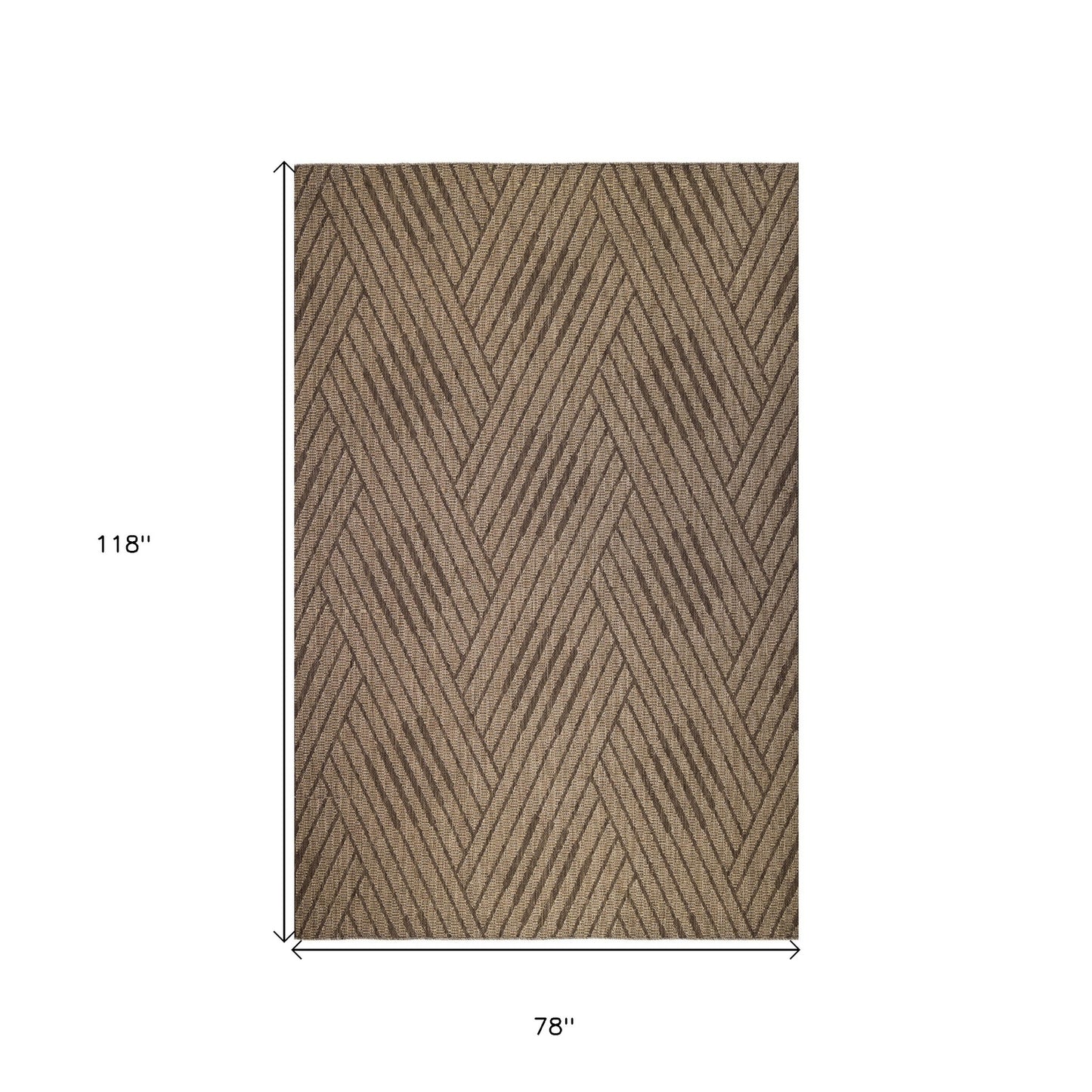 8' x 10' Beige Geometric Stain Resistant Indoor Outdoor Area Rug