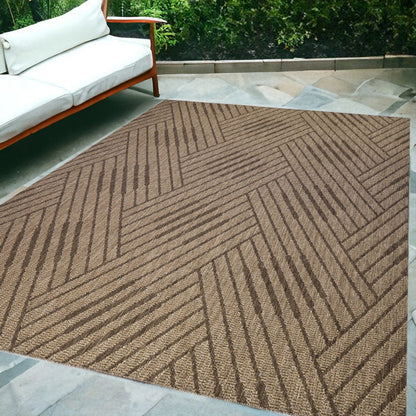 8' X 10' Gray and Blue Geometric Stain Resistant Indoor Outdoor Area Rug HomeRoots